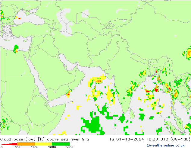 Cloud base (low) GFS mar 01.10.2024 18 UTC