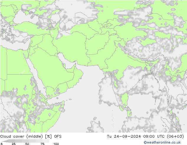 Bulutlar (orta) GFS Sa 24.09.2024 09 UTC