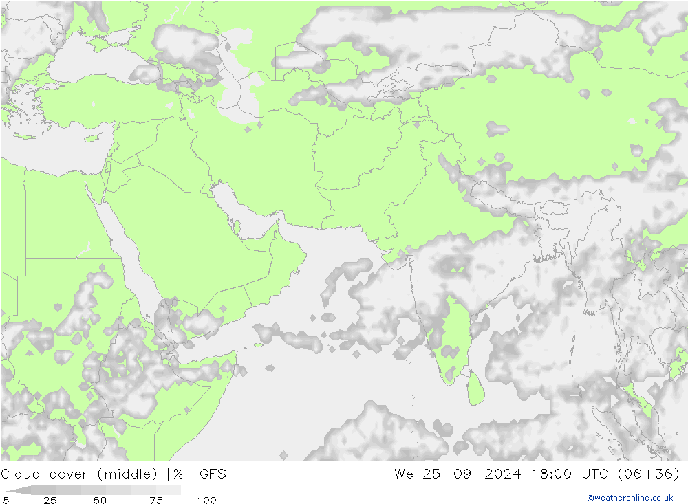 Cloud cover (middle) GFS We 25.09.2024 18 UTC