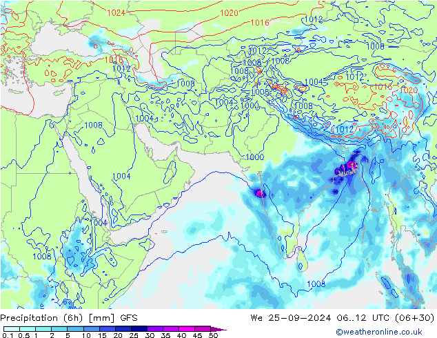 Z500/Rain (+SLP)/Z850 GFS śro. 25.09.2024 12 UTC