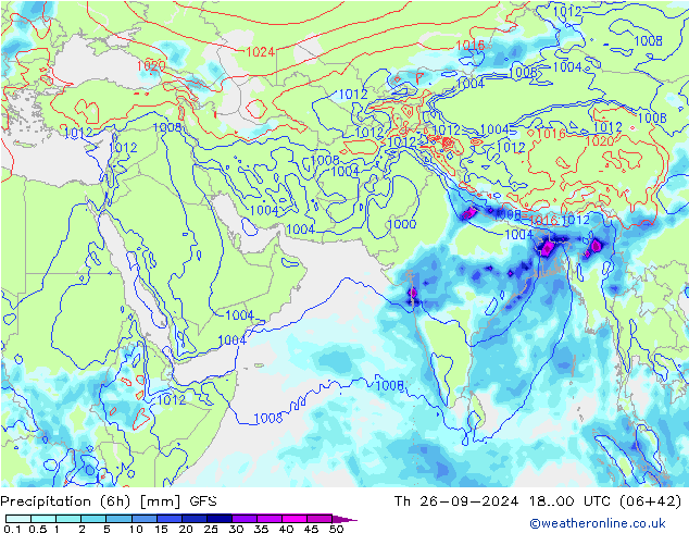 Z500/Rain (+SLP)/Z850 GFS Qui 26.09.2024 00 UTC