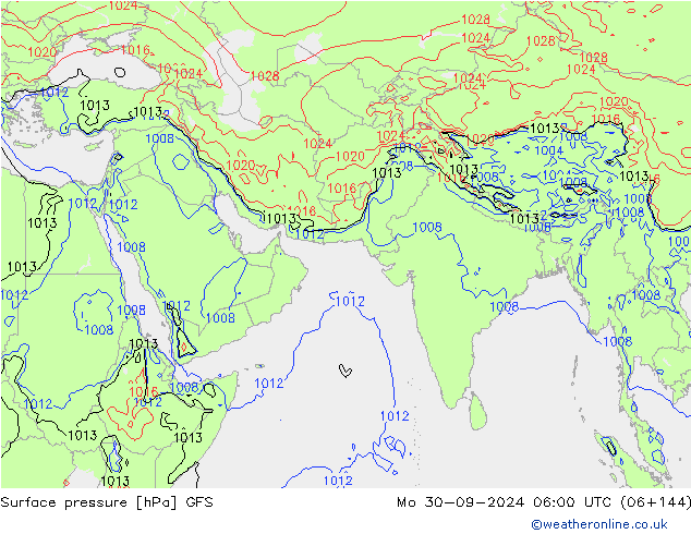 Surface pressure GFS Mo 30.09.2024 06 UTC