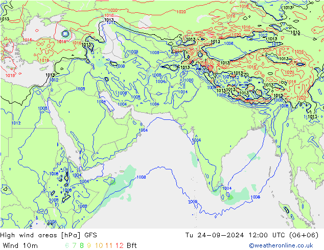 Windvelden GFS di 24.09.2024 12 UTC