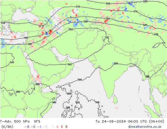 T-Adv. 500 hPa GFS  24.09.2024 06 UTC