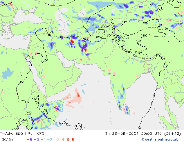 T-Adv. 850 hPa GFS Th 26.09.2024 00 UTC
