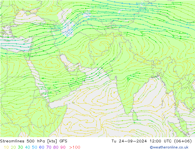 Stroomlijn 500 hPa GFS di 24.09.2024 12 UTC