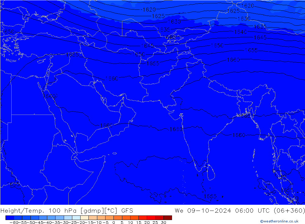 Height/Temp. 100 hPa GFS Qua 09.10.2024 06 UTC