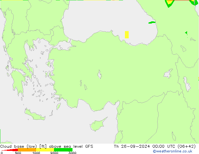 Cloud base (low) GFS Th 26.09.2024 00 UTC