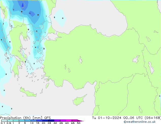 Z500/Rain (+SLP)/Z850 GFS Tu 01.10.2024 06 UTC