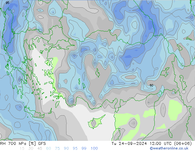 RH 700 hPa GFS mar 24.09.2024 12 UTC