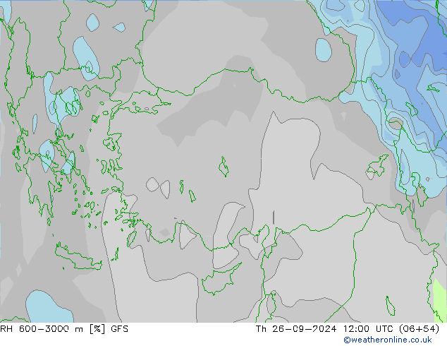 RH 600-3000 m GFS Th 26.09.2024 12 UTC