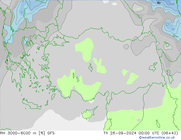 RH 3000-6000 m GFS Th 26.09.2024 00 UTC