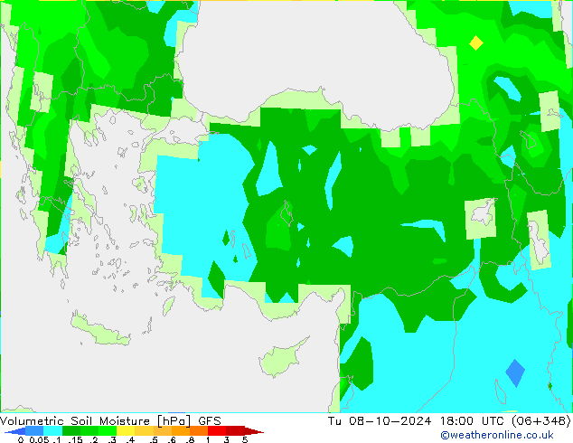 Volumetric Soil Moisture GFS Tu 08.10.2024 18 UTC