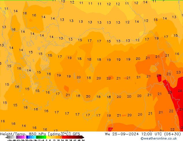 Z500/Rain (+SLP)/Z850 GFS We 25.09.2024 12 UTC