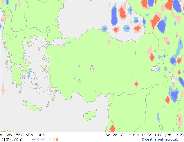 V-Adv. 850 hPa GFS Sa 28.09.2024 12 UTC