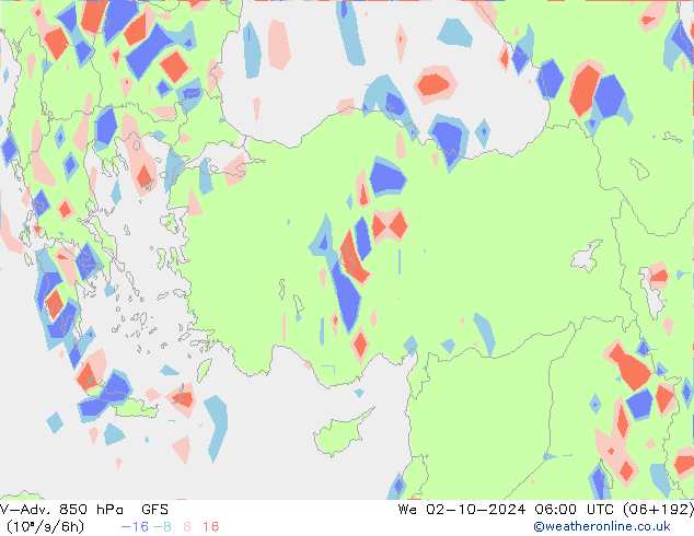 V-Adv. 850 hPa GFS październik 2024