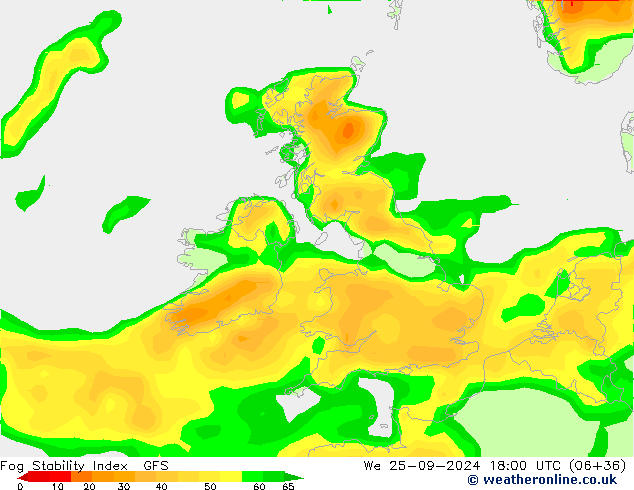 Fog Stability Index GFS Çar 25.09.2024 18 UTC