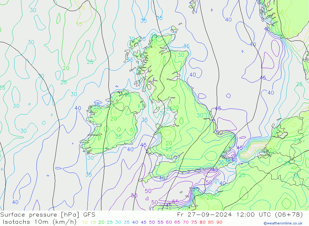 Isotachs (kph) GFS  2024