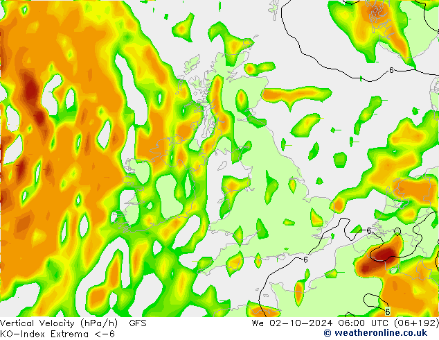 Convection-Index GFS We 02.10.2024 06 UTC