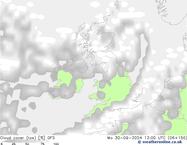 облака (низкий) GFS пн 30.09.2024 12 UTC