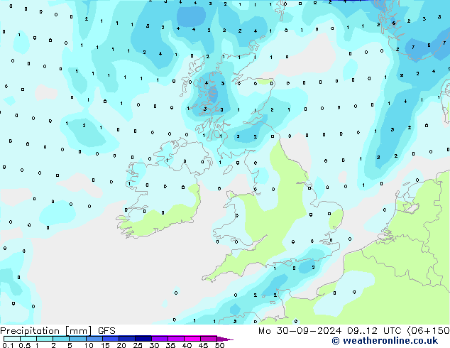 Precipitation GFS Mo 30.09.2024 12 UTC