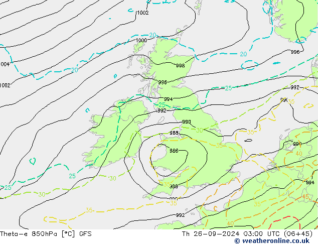 Theta-e 850hPa GFS  26.09.2024 03 UTC