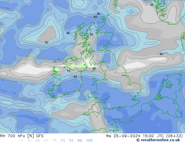 RH 700 hPa GFS St 25.09.2024 15 UTC