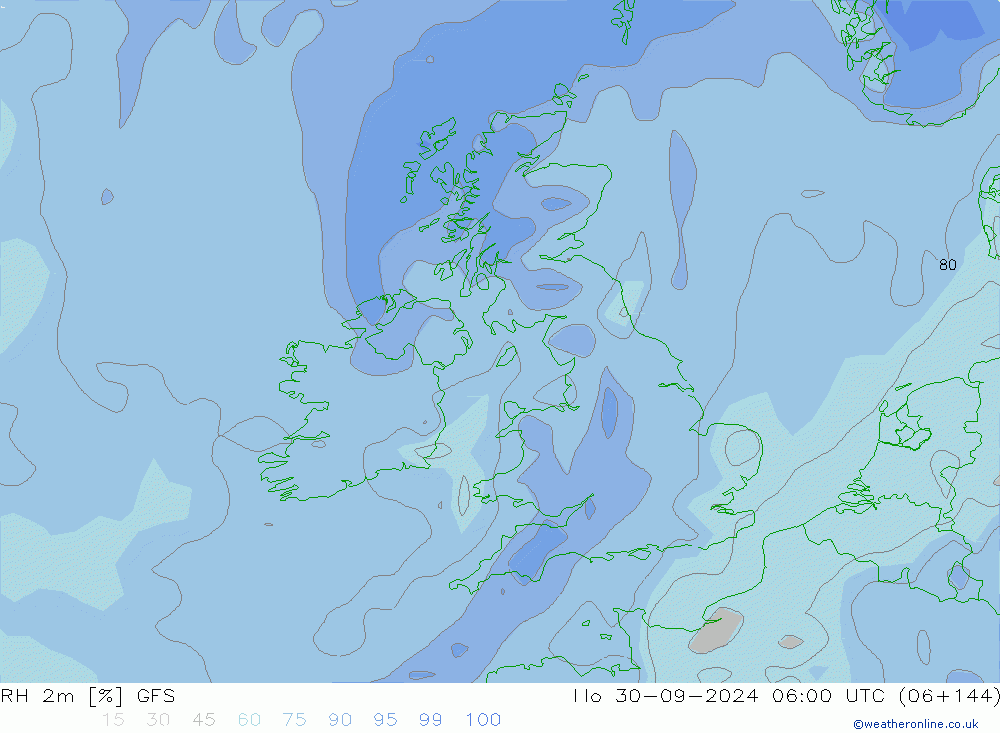 RH 2m GFS  30.09.2024 06 UTC