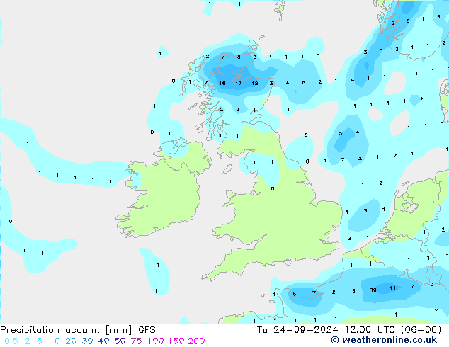 Precipitation accum. GFS Tu 24.09.2024 12 UTC