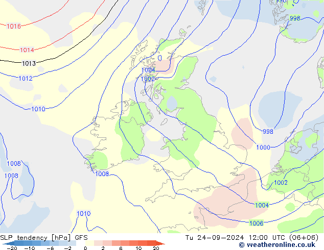 SLP tendency GFS Ter 24.09.2024 12 UTC