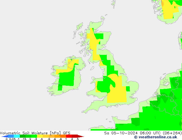 Volumetric Soil Moisture GFS Sáb 05.10.2024 06 UTC