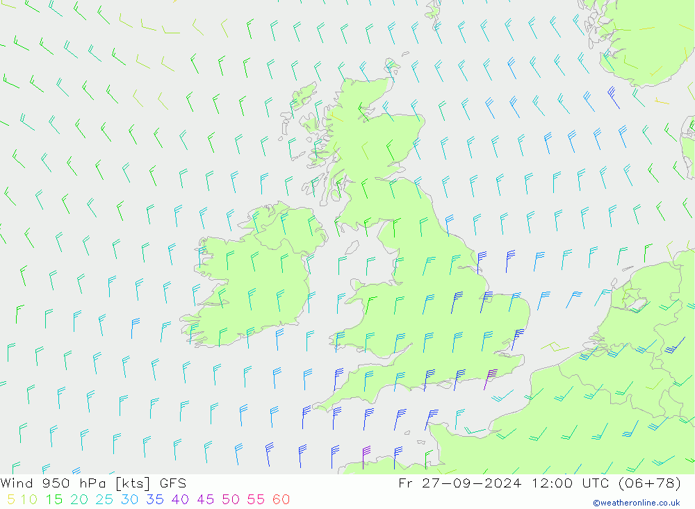 Wind 950 hPa GFS Září 2024