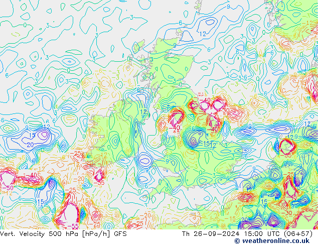 Vert. Velocity 500 hPa GFS gio 26.09.2024 15 UTC