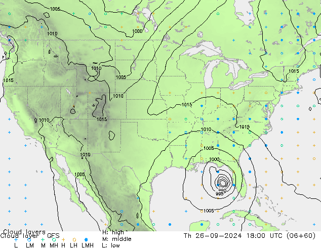 Cloud layer GFS Qui 26.09.2024 18 UTC