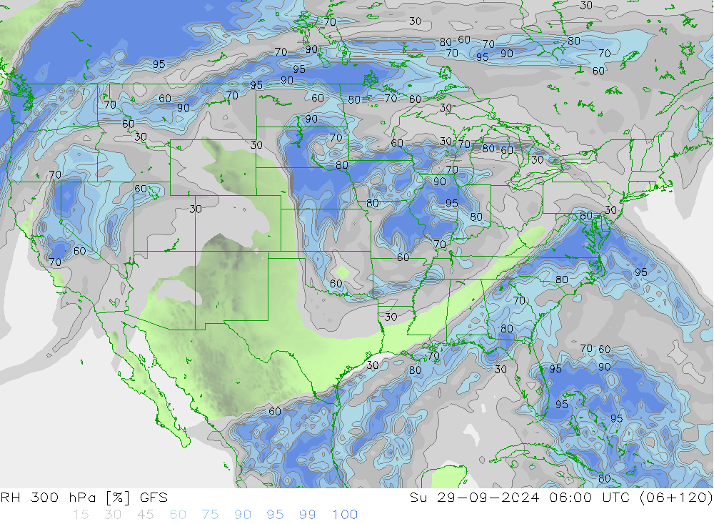 300 hPa Nispi Nem GFS Paz 29.09.2024 06 UTC