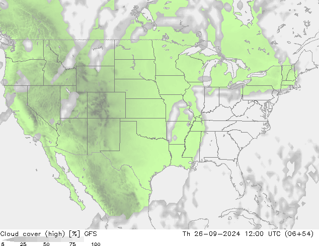 Nuages (élevé) GFS jeu 26.09.2024 12 UTC