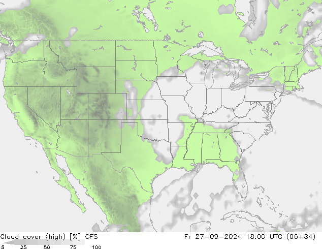 zachmurzenie (wysokie) GFS pt. 27.09.2024 18 UTC