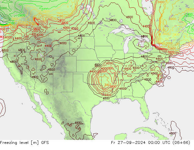 Freezing level GFS Pá 27.09.2024 00 UTC