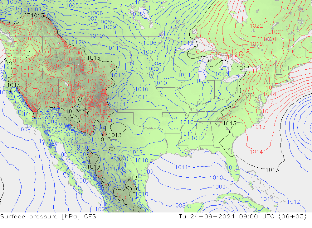 Luchtdruk (Grond) GFS di 24.09.2024 09 UTC