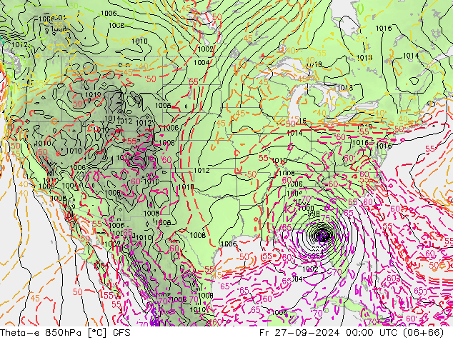 Theta-e 850hPa GFS Fr 27.09.2024 00 UTC