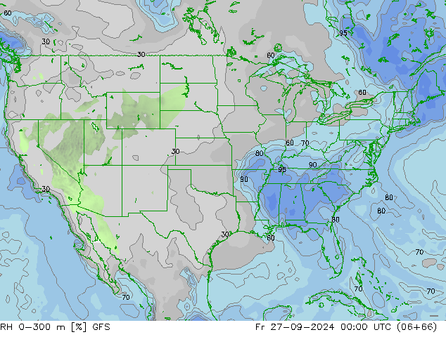 RH 0-300 m GFS Pá 27.09.2024 00 UTC