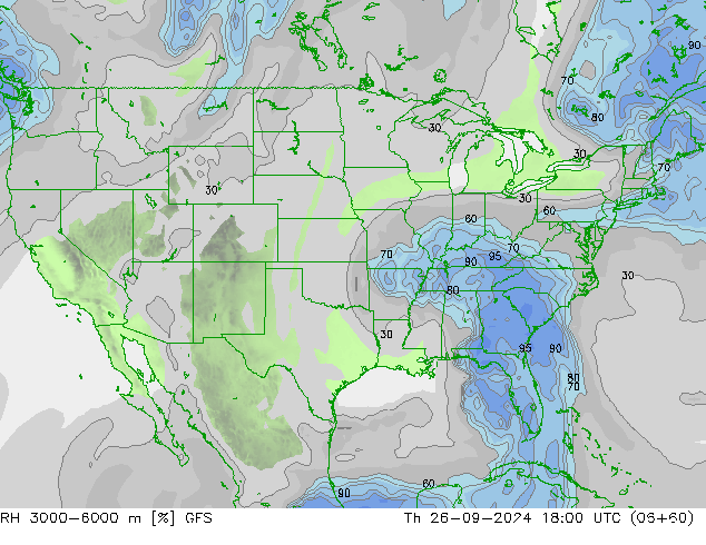 RH 3000-6000 m GFS czw. 26.09.2024 18 UTC