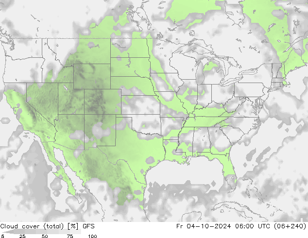 Bewolking (Totaal) GFS vr 04.10.2024 06 UTC