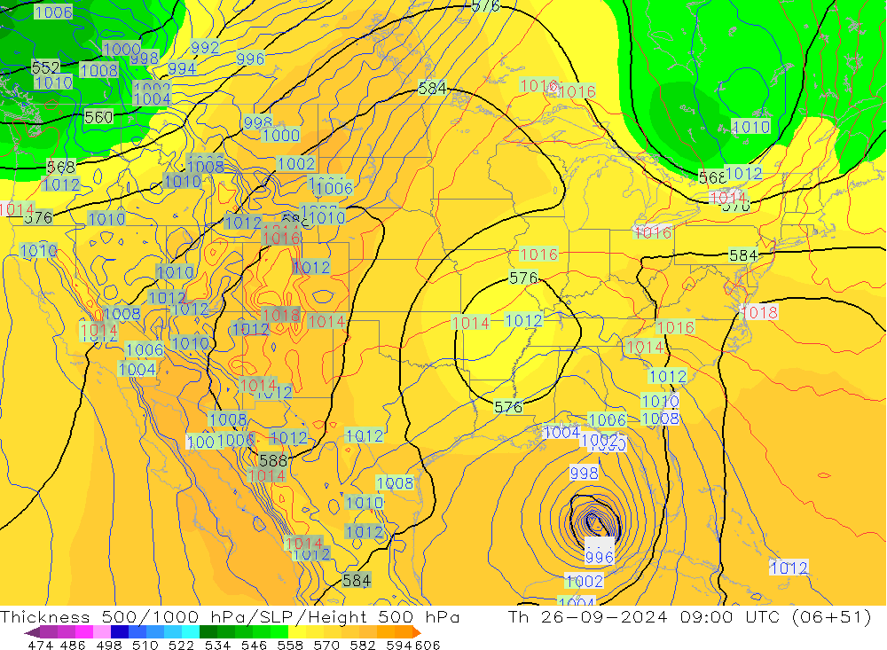Thck 500-1000гПа GFS чт 26.09.2024 09 UTC