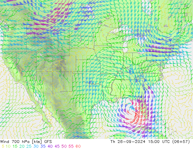 Wind 700 hPa GFS Th 26.09.2024 15 UTC