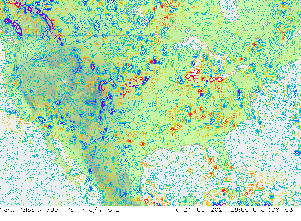 700 hPa Dikey Hız GFS Sa 24.09.2024 09 UTC