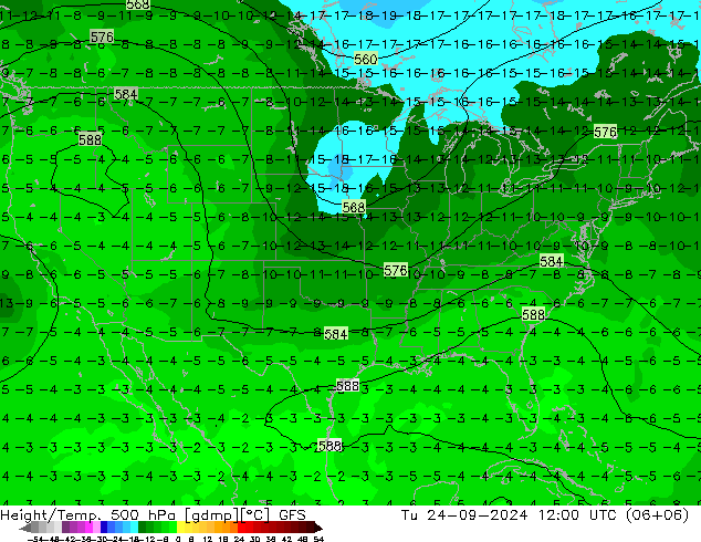 Z500/Rain (+SLP)/Z850 GFS вт 24.09.2024 12 UTC