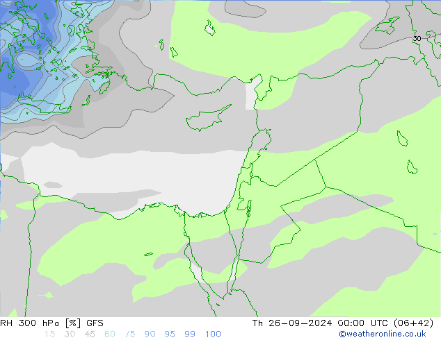 RH 300 hPa GFS Th 26.09.2024 00 UTC