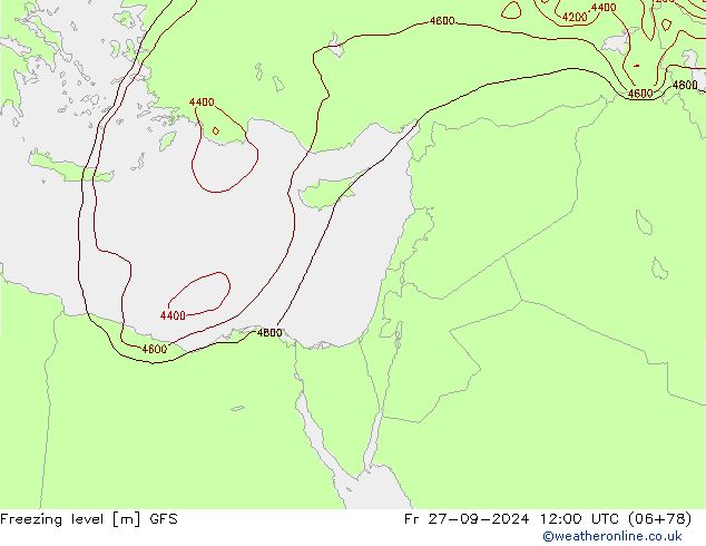 Freezing level GFS Fr 27.09.2024 12 UTC