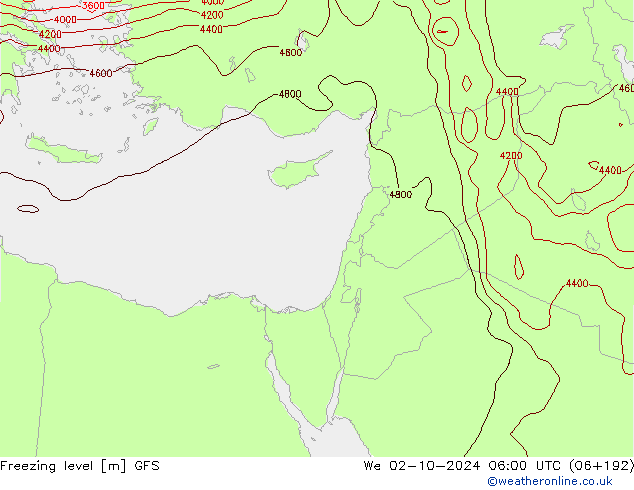 Freezing level GFS ср 02.10.2024 06 UTC